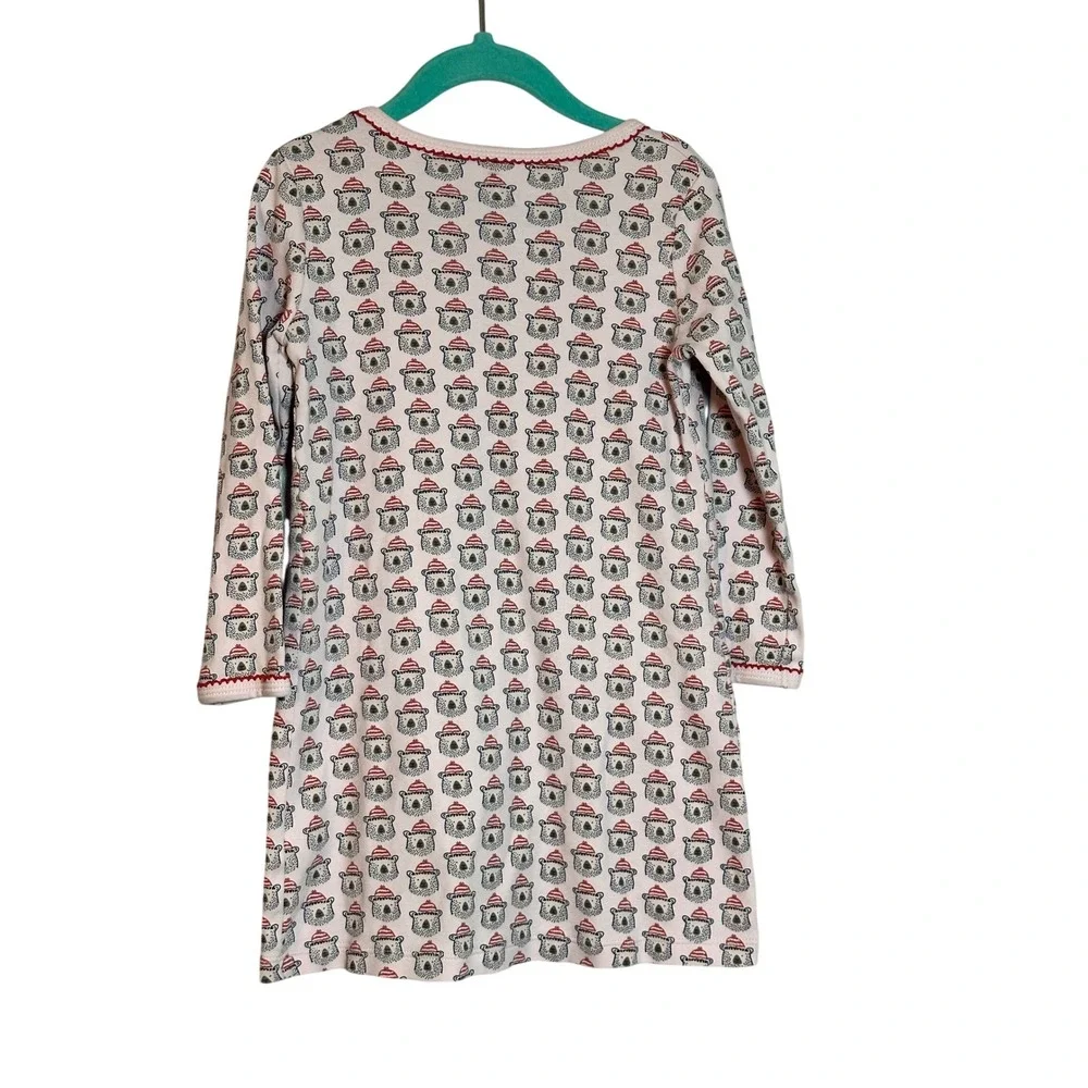 Ro's Garden Kids Pink Pima Cotton Bear Print Lounge Dress SZ 4 Long Sleeve